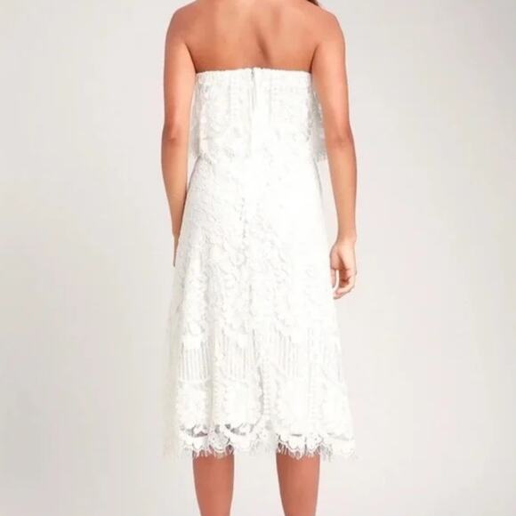 Lulus NWT White Lace Strapless Midi Dress medium - Picture 8 of 12